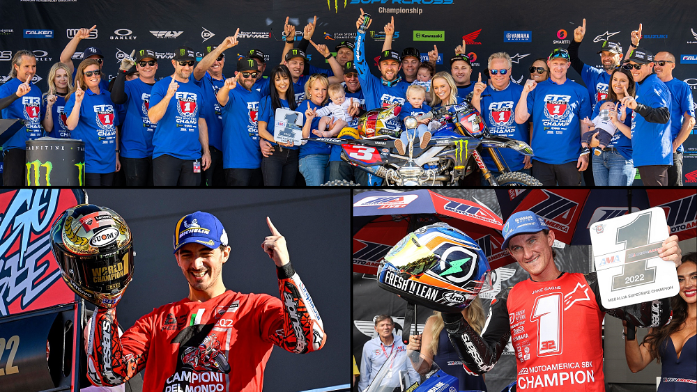 post-race victory photos of the three champions