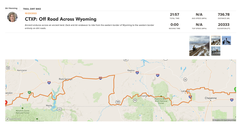 Rever image of CTXP Wyoming ride. 