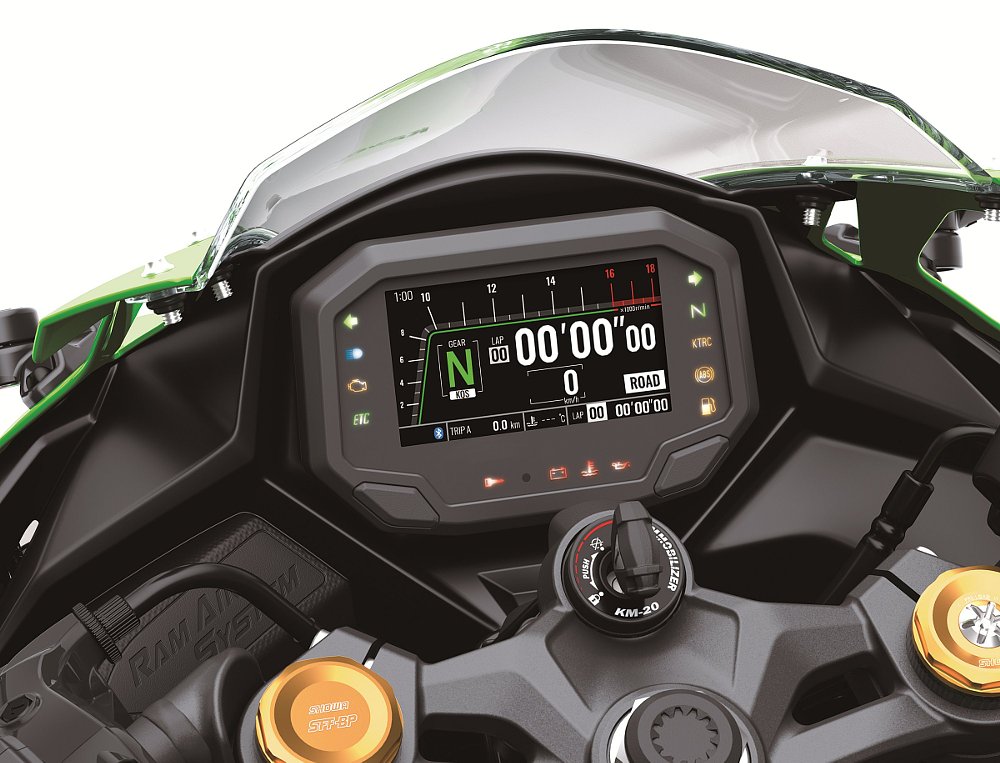 Kawasaki ZX-4RR KRT Edition TFT display in Circuit Mode