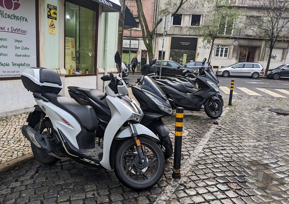 scooter parked on a street in Lisbon