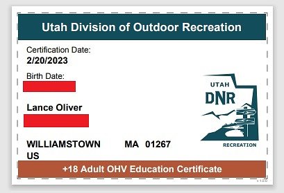 Utah permit card