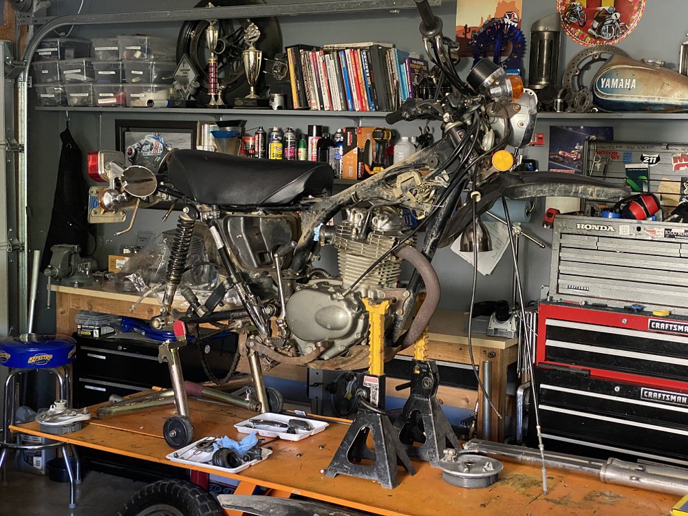 Honda XL350 getting prepped for Wyoming.