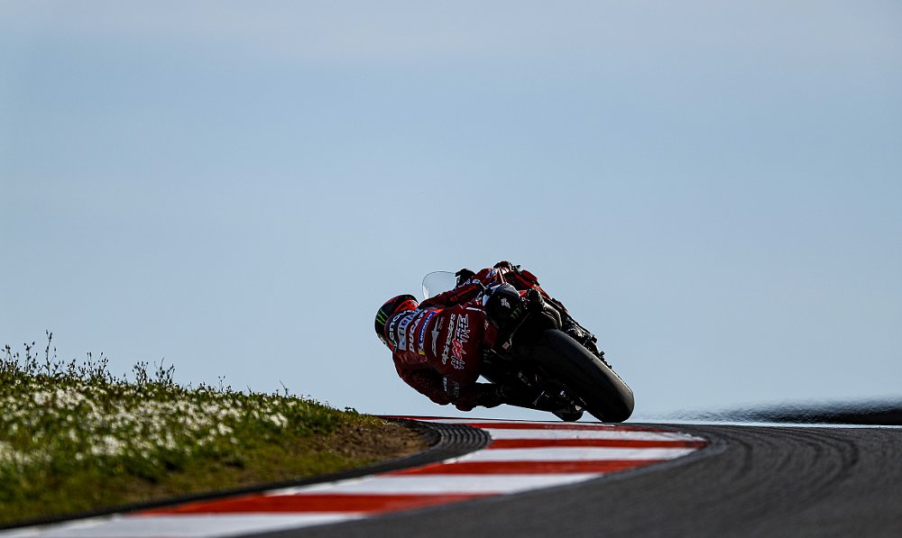 Pecco Bagnaia racing on the track at Portimao
