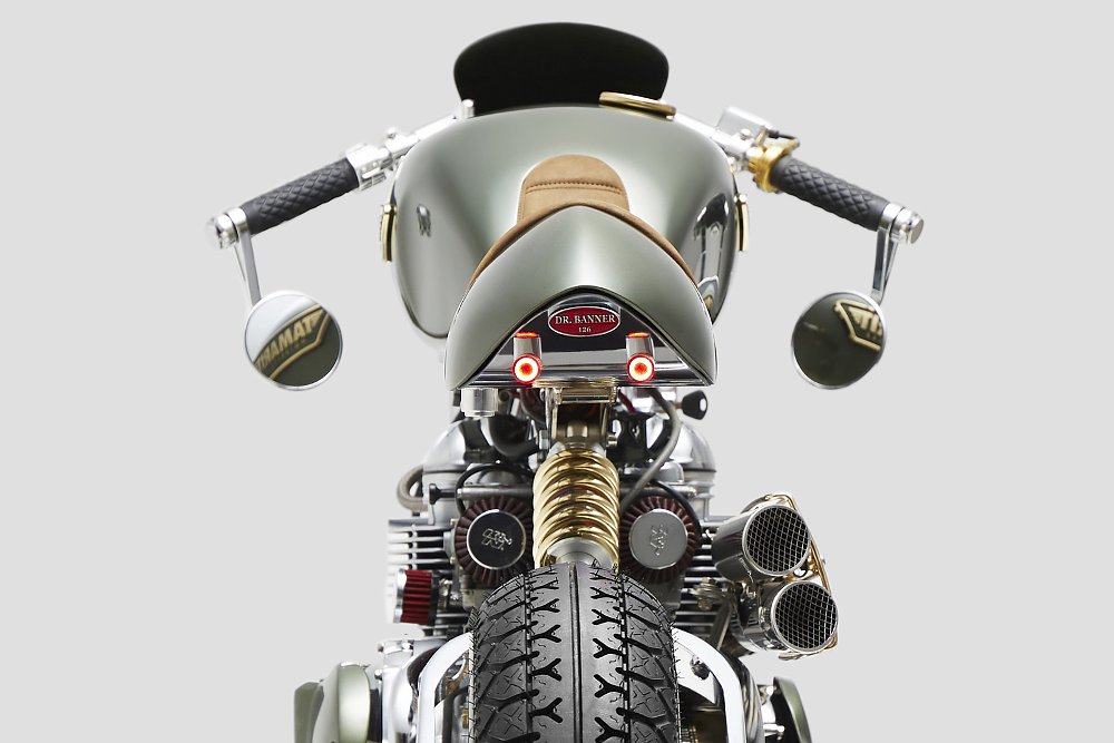 rear view of Dr. Banner custom motorcycle