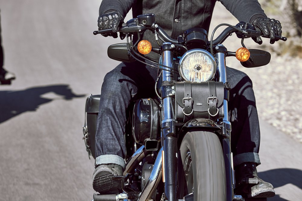 rider wearing Street & Steel Oakland jeans