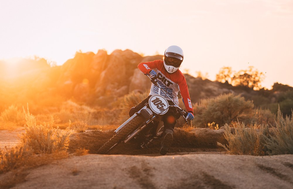 Honda CR250M Elsinore backlit berm shot