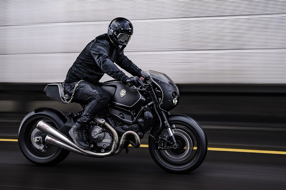 riding the custom Ducati Monster 821