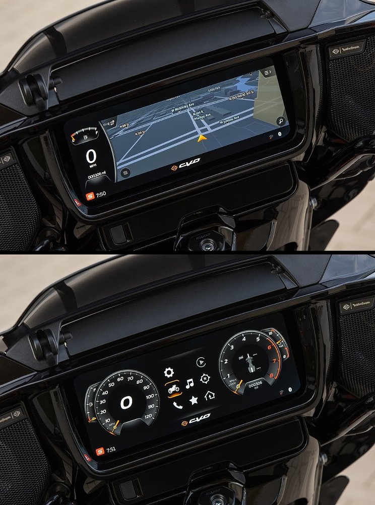 two versions of the TFT display on the CVO Street Glide