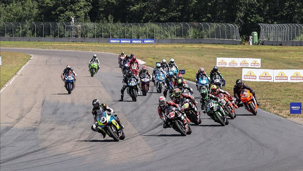 Josh Hayes leading the Supersport race