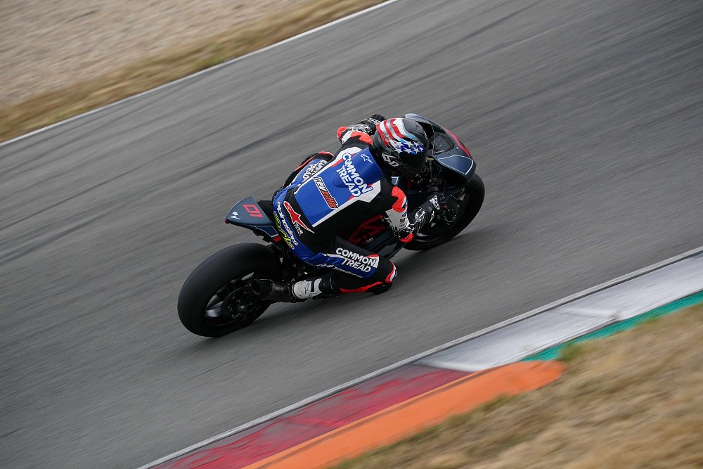 2024 Kramer GP2-890RR leaning through a right-hand curve at the Brno Circuit in the Czech Republic.