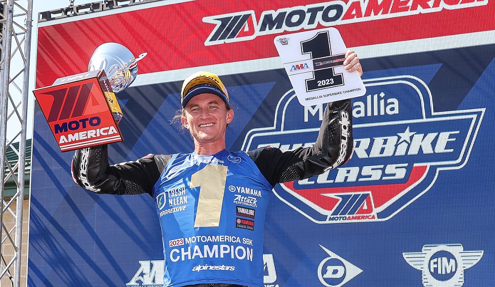 Jake Gagne holding the AMA #1 plate