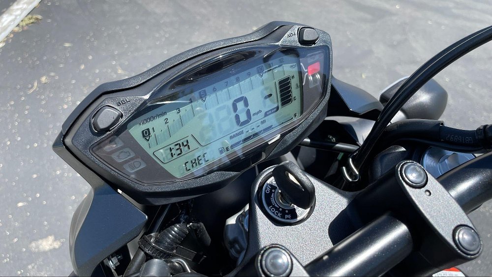 a close up view of the SV650 dash