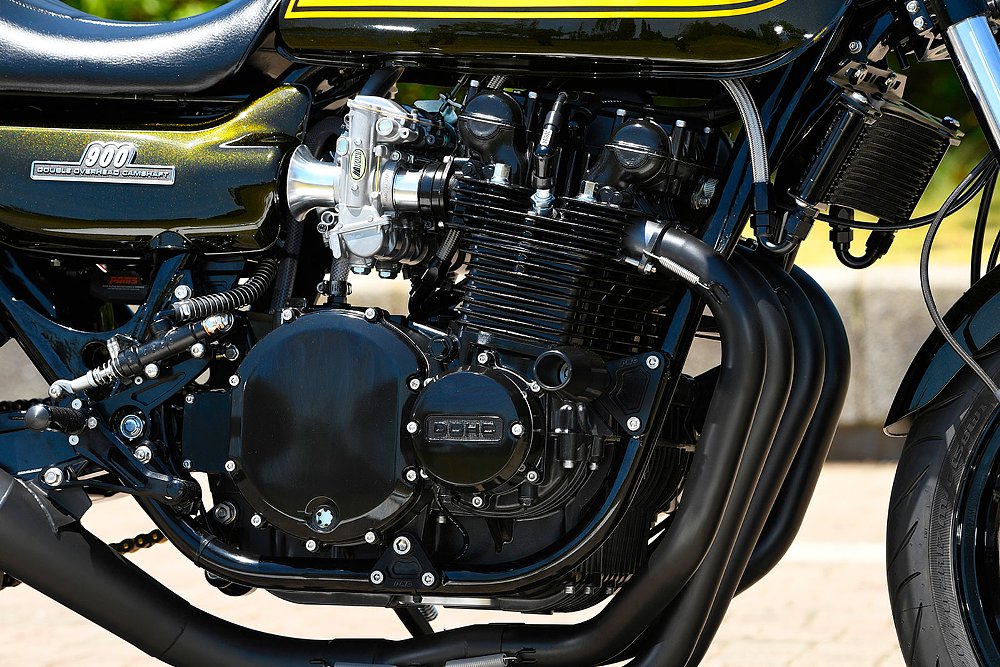 closeup view of the engine