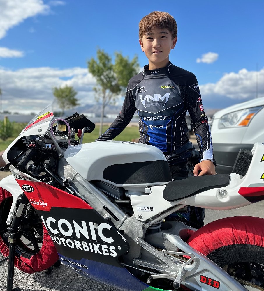 Kensei Matsudaira and his NSF250R racing motorcycle