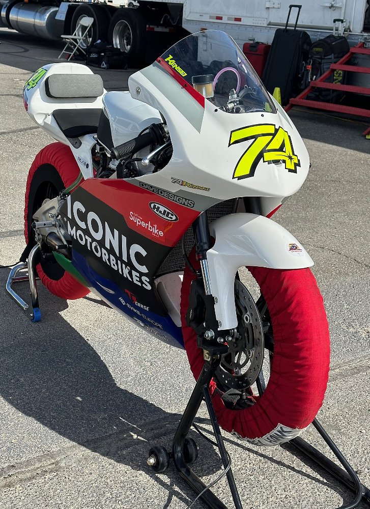 NSF250R on paddock stands at the track