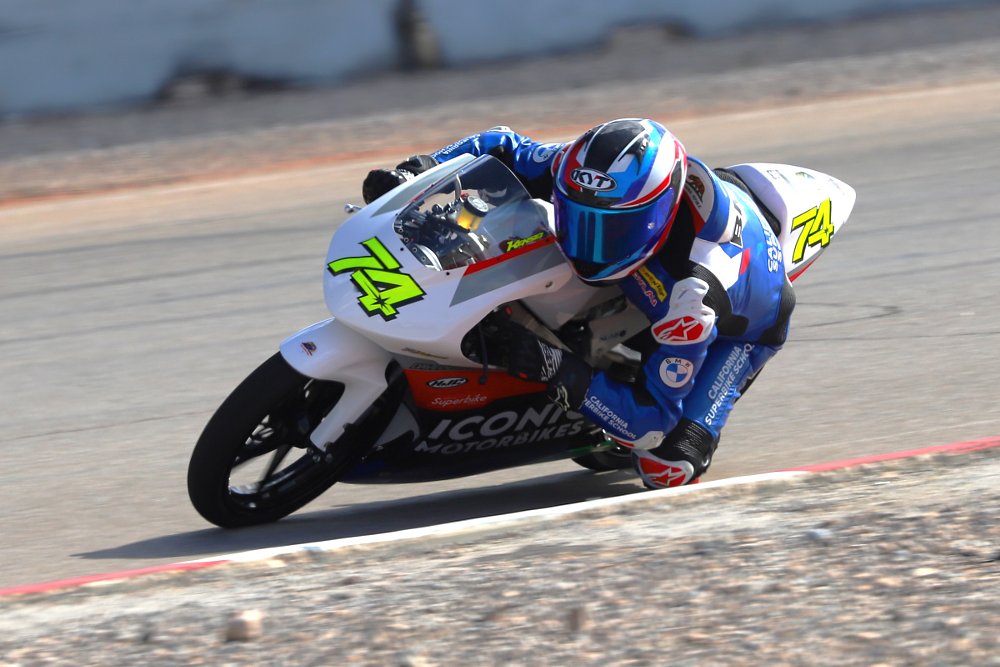 Dylan riding the NSF250R on the track