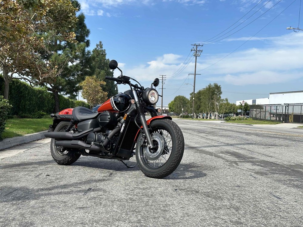 side view of Honda Shadow Phantom parked