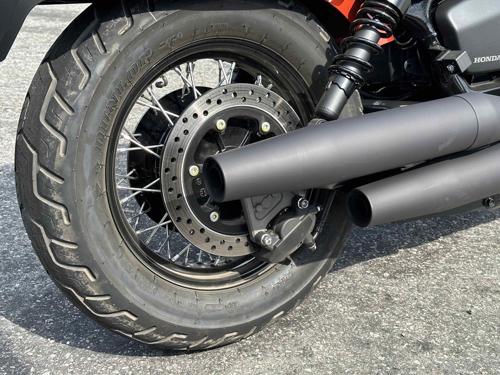 view of rear brake on the Honda Shadow Phantom