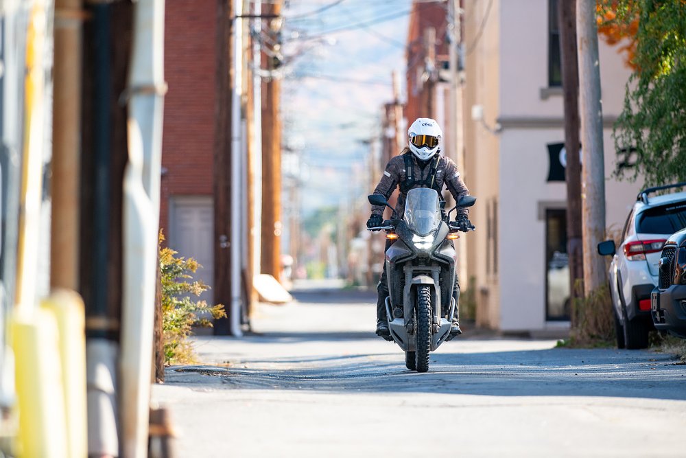 riding the Honda Transalp in town