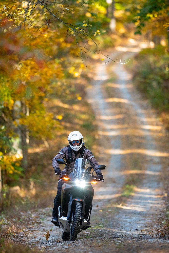 Transalp on a two-track unpaved road