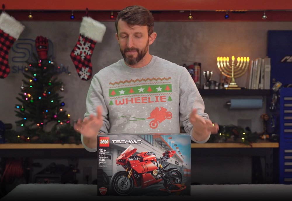 Zack shows off the Lego Ducati model