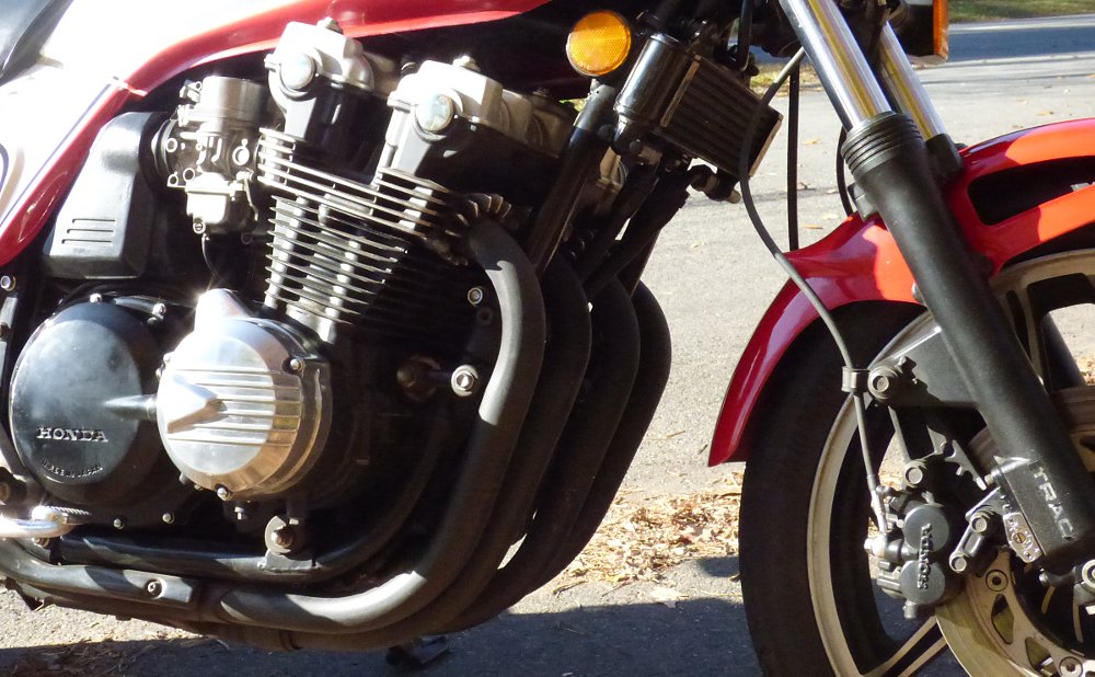 closeup of the Honda CB1100F engine
