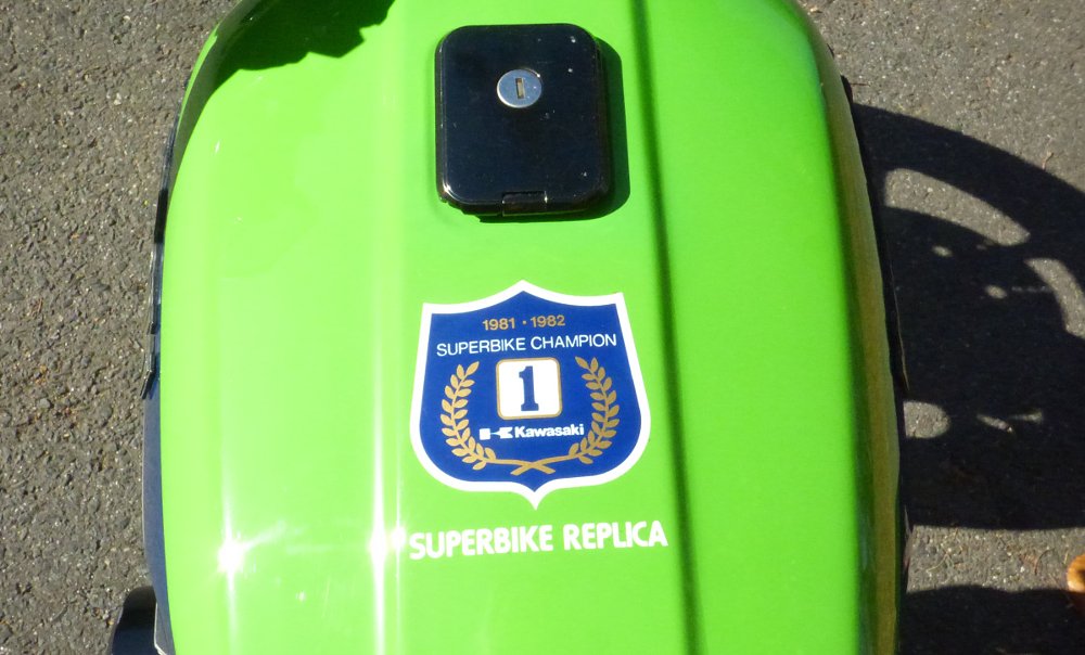 Superbike Replica sticker on the top of the fuel tank