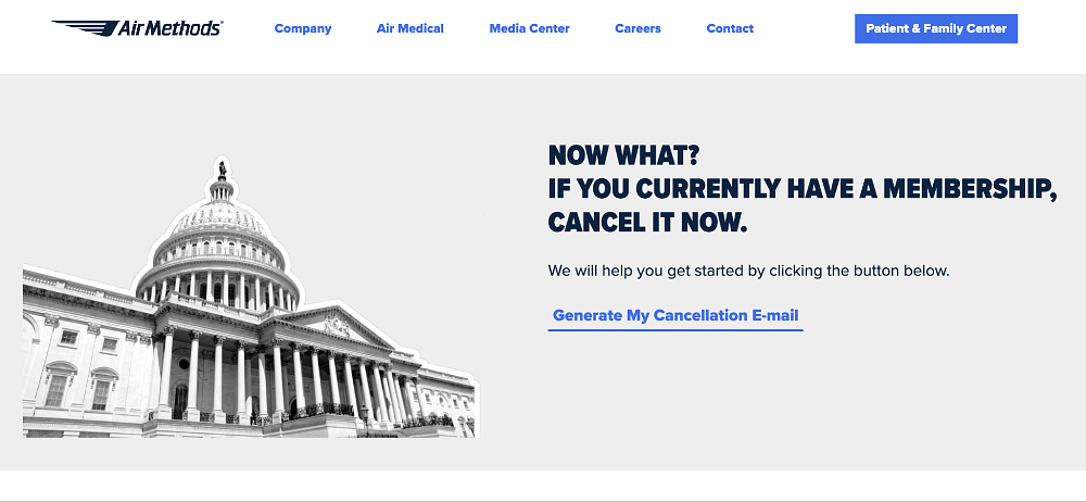 a website graphic explaining the no surprises act in regard to air ambulances