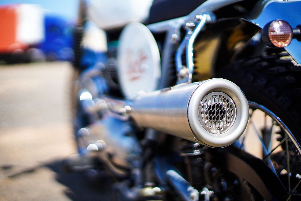 close up view of the muffler