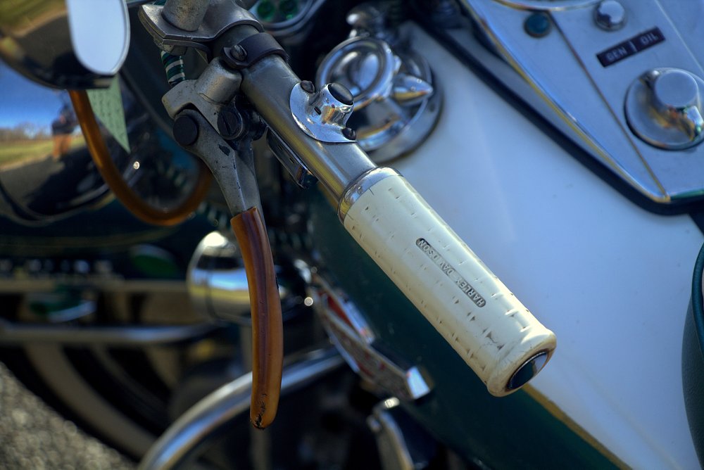 close view of the left hand grip and controls