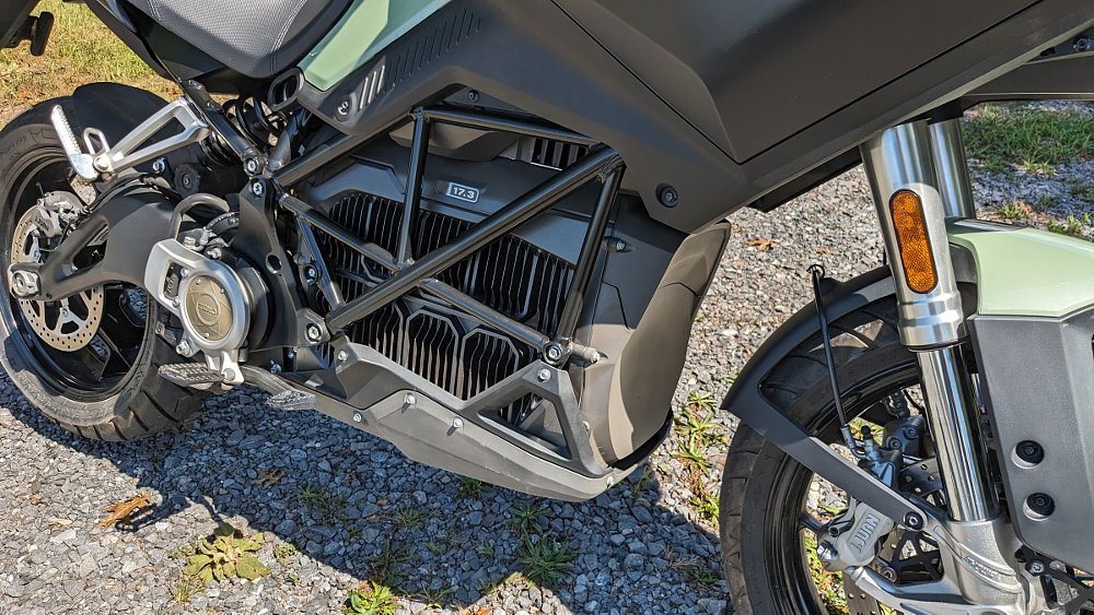 close view of the large battery in the Zero DSR/X