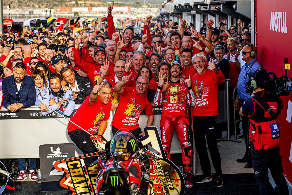 Ducati Lenovo team celebrating Pecco Bagnaia's world championship