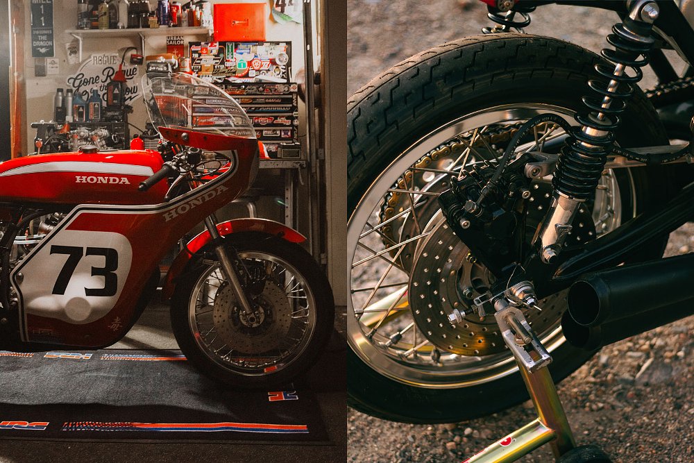 two detail views of parts of the custom