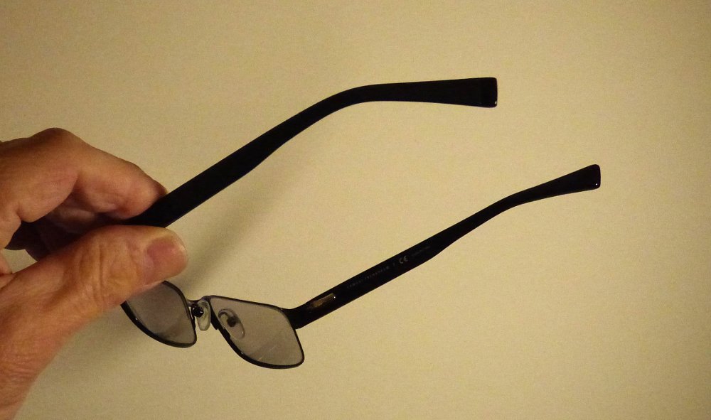 a pair of prescription eyeglasses with straight arms