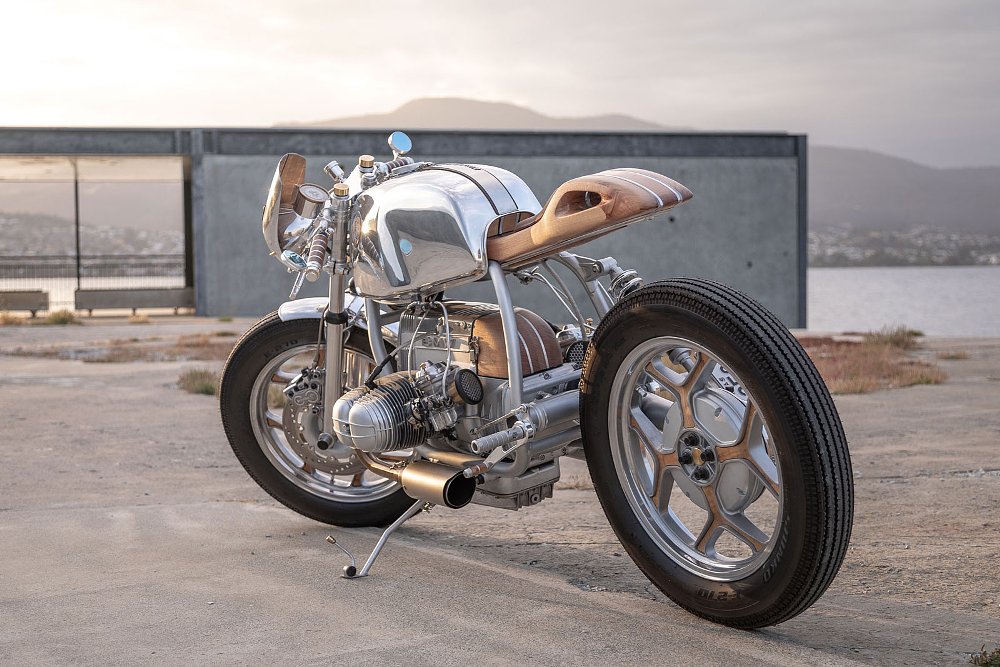 three-quarters rear view of the custom