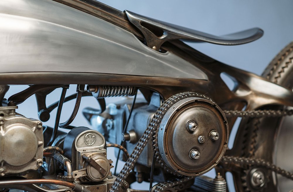 close view of engine parts