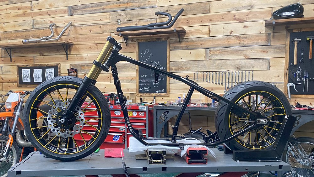 the rolling chassis on the work bench