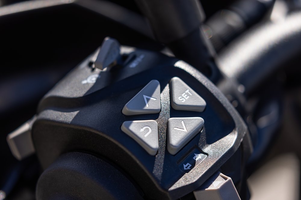 2024 KTM 890 SMT left switchgear detail.