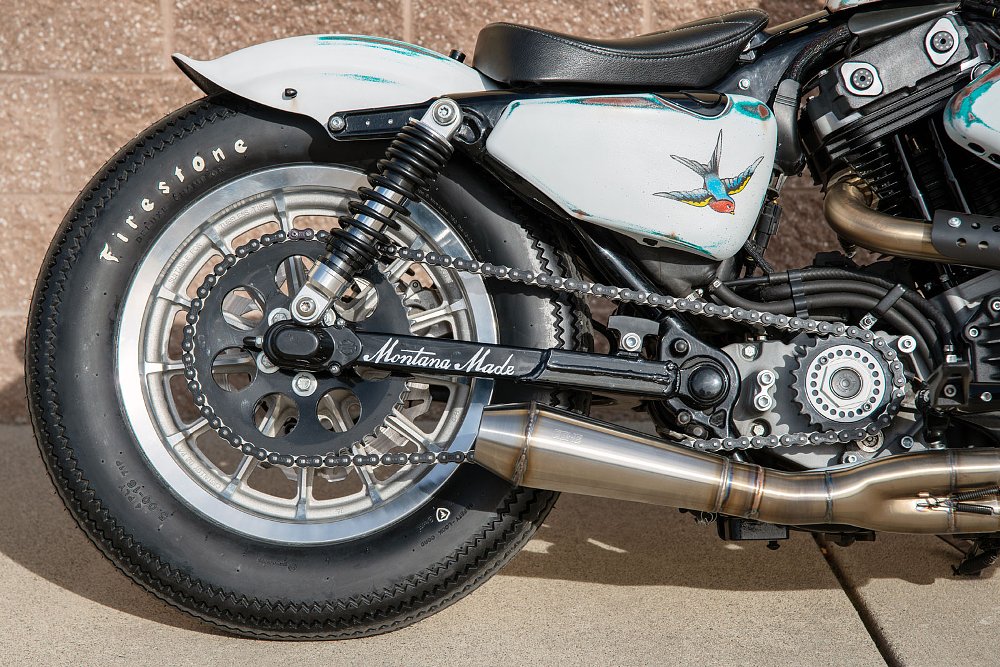 view of the rear wheel and final drive