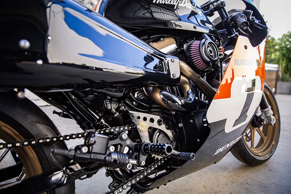 close shot of the lower side of the motorcycle