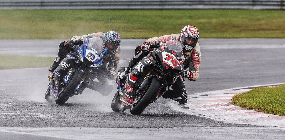 Tyler Scott racing in the rain at NJMP