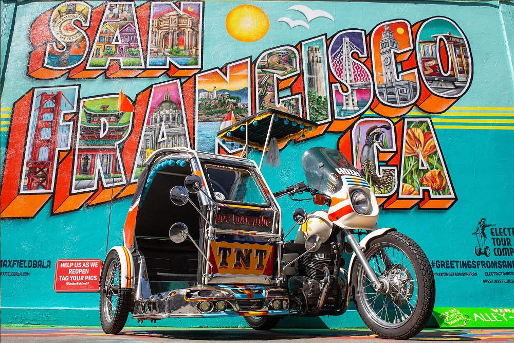 Honda Rebel and sidecar in colorful Filipino decoration