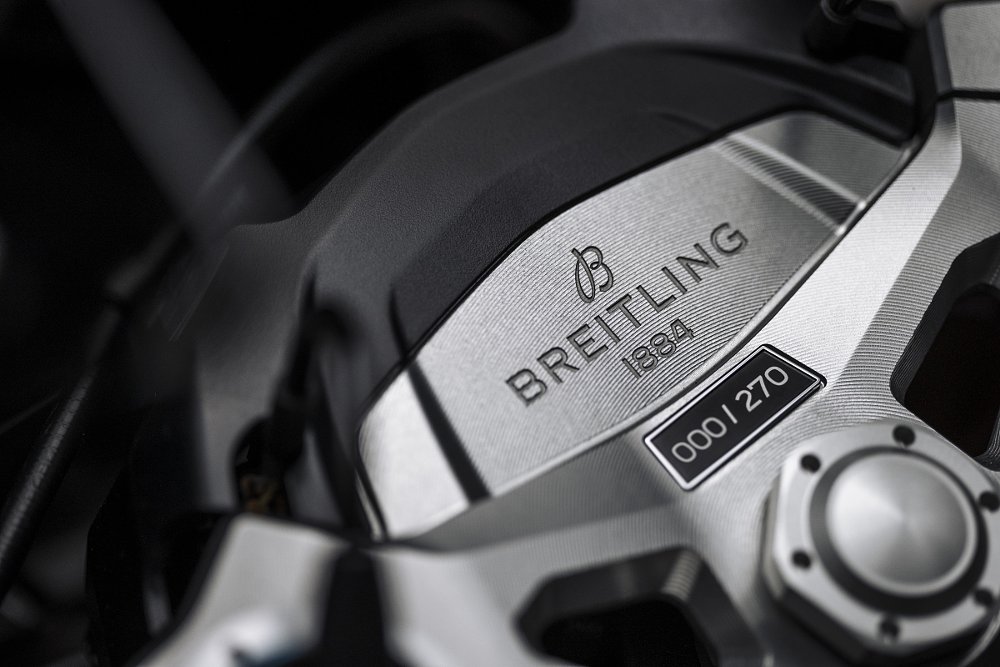 studio photo of the serial number on the Triumph Speed Triple RR breitling Limited Edition