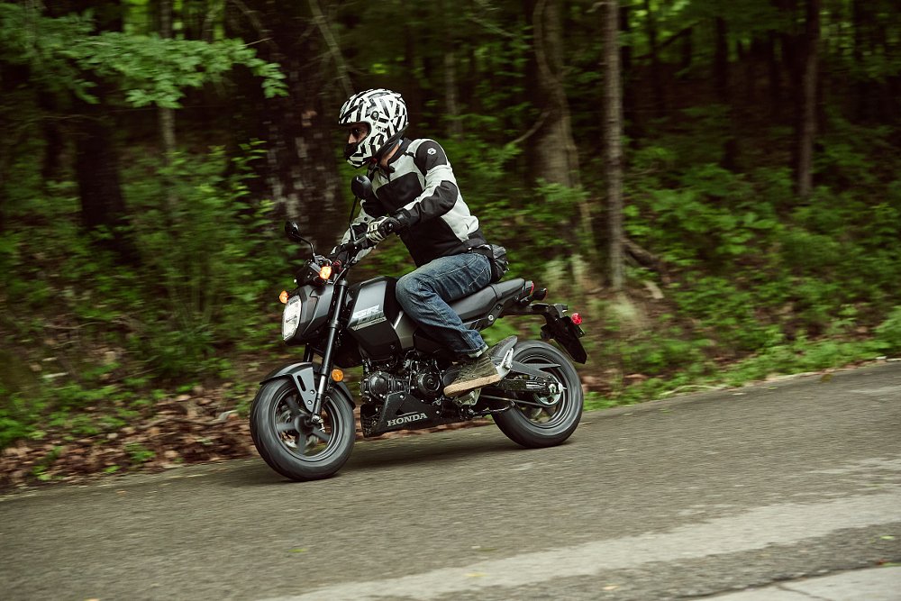 riding the Grom on a country road