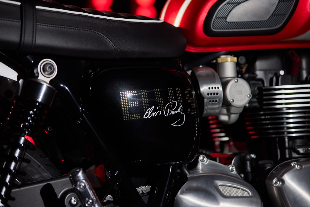 side cover on the motorcycle with Elvis' name