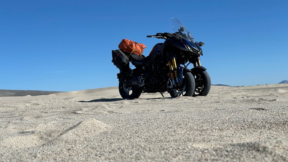 A 2019 Yamaha NIKEN parked in sand.