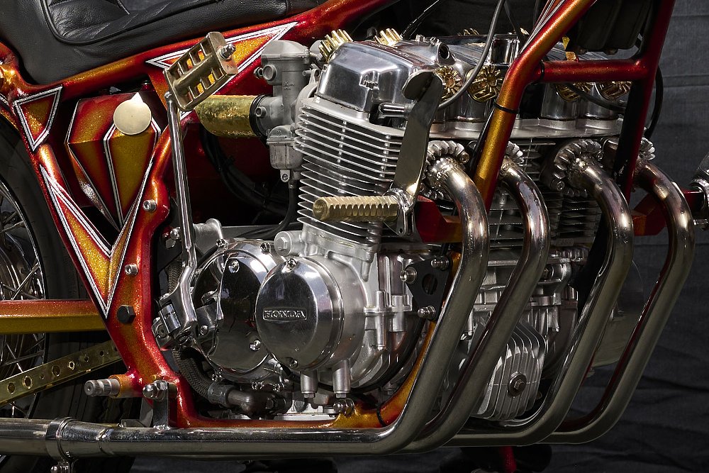 close up of the four-cylinder Honda engine