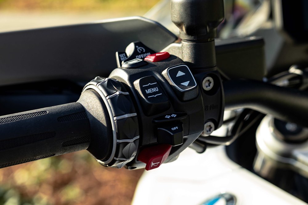 2024 BMW R 1300 GS left switchgear detail.