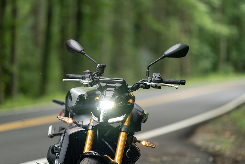 close shot of small single headlight