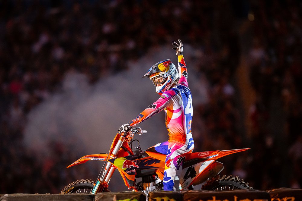 Chase Sexton waves to the crowd during opening ceremonies